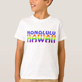 Honolulu Hawaii Regenbogenworte Jungs Hemd T-Shirt