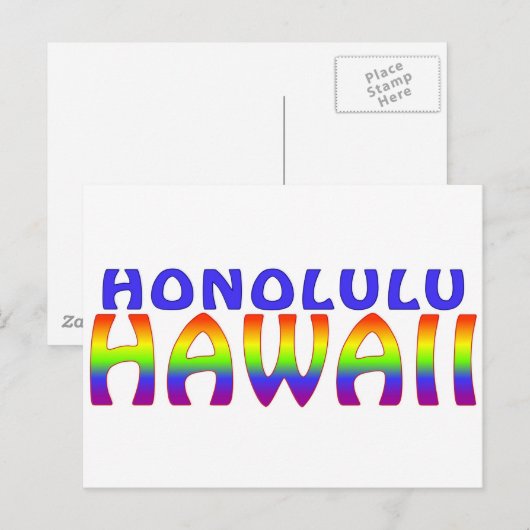 Honolulu Hawaii-Regenbogenworte Postkarte (Vorne/Hinten)