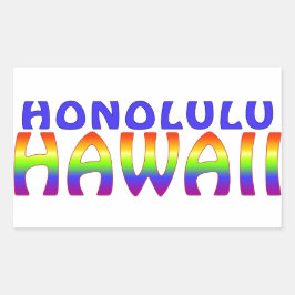 Honolulu Hawaii Regenbogenwörter Rechteck Aufklebe Rechteckiger Aufkleber
