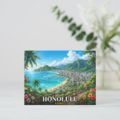 Honolulu Hawaii Reise Postkarte (Stehend Vorderseite)