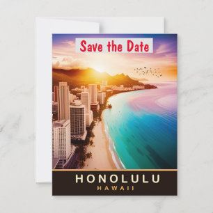 Honolulu, Hawaii, Reise-Postkarte,  Save The Date