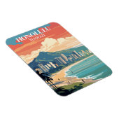 Honolulu, Hawaii: Reise Vintage Magnet (Rechte Seite)