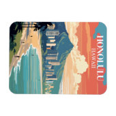 Honolulu, Hawaii: Reise Vintage Magnet (Horizontal)