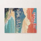Honolulu, Hawaii: Reise Vintage Puzzle (Horizontal)