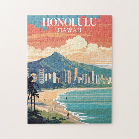 Honolulu, Hawaii: Reise Vintage Puzzle (Vertikal)