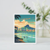 Honolulu Hawaii Reisen Vintage Abbildung Postkarte (Stehend Vorderseite)
