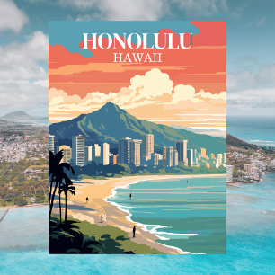 Honolulu, Hawaii: Reisepostkarte im Vintage-Stil Postkarte