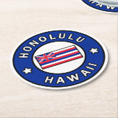 Honolulu Hawaii Runder Pappuntersetzer (Angewinkelt)