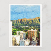 Honolulu Hawaii Schönes Öl Paint City Landschaft Postkarte (Vorderseite)