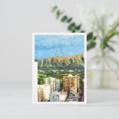 Honolulu Hawaii Schönes Öl Paint City Landschaft Postkarte (Stehend Vorderseite)