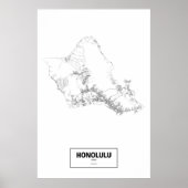 Honolulu, Hawaii (schwarz auf weiß) Poster (Vorne)