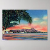 Honolulu Hawaii Sunset on Diamond Head Poster (Vorne)