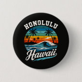Honolulu Hawaii Surfen Sonnenuntergang Button (Vorderseite)
