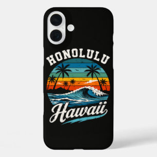 Honolulu Hawaii Surfen Sonnenuntergang iPhone 16 Plus Hülle