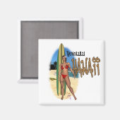 Honolulu Hawaii Surfer Girl Magnet (Vorderseite/Rückseite)