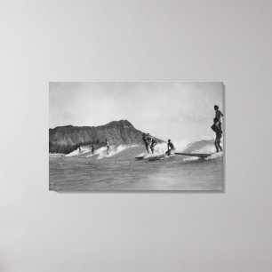 Honolulu, Hawaii - Surfer vor Waikiki Beach Leinwanddruck