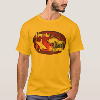 Honolulu Hawaii Surfer Wellen Kunst Typ tee