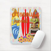 Honolulu Hawaii Tiki Surf Mousepad (Mit Mouse)