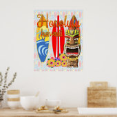 Honolulu Hawaii Tiki Surf Poster (Küche)