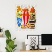 Honolulu Hawaii Tiki Surf Poster (Heimbüro)