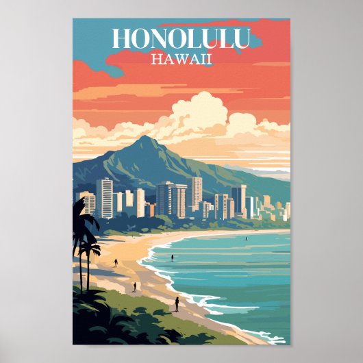 Honolulu, Hawaii: Travel Vintage Poster (Vorne)