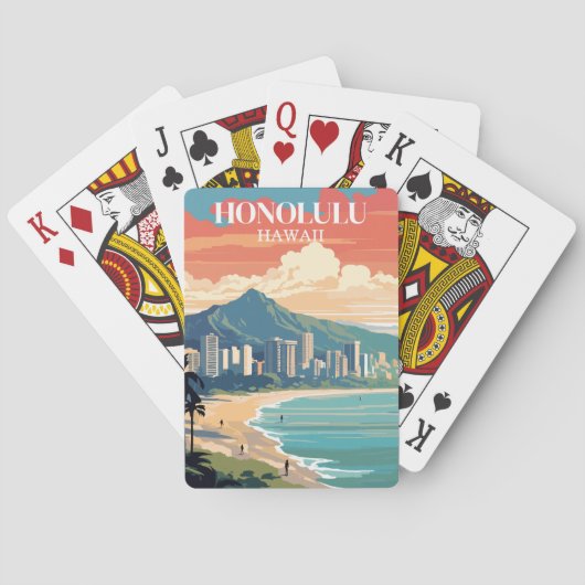 Honolulu, Hawaii: Travel Vintage Spielkarten (Rückseite)