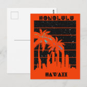 Honolulu Hawaii Tropical City Skyline Travel Postkarte (Vorne/Hinten)
