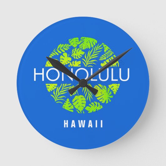Honolulu Hawaii Tropical Custom Name Runde Wanduhr (Vorderseite)