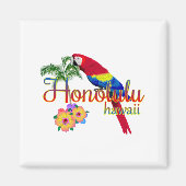 Honolulu Hawaii Tropical Parrot Magnet (Vorne)