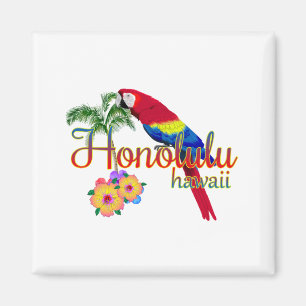 Honolulu Hawaii Tropical Parrot Magnet