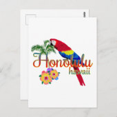 Honolulu Hawaii Tropical Parrot Postkarte (Vorne/Hinten)