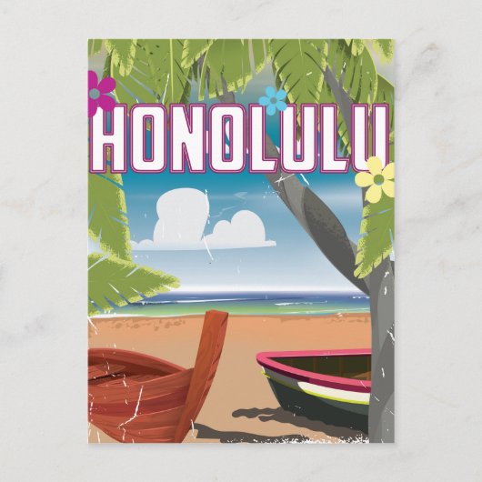 Honolulu, Hawaii, USA Vintage Reiseplakat. Postkarte (Vorderseite)