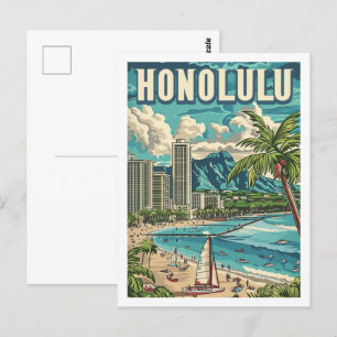 Honolulu Hawaii USA Vintage Reiseziel Postkarte