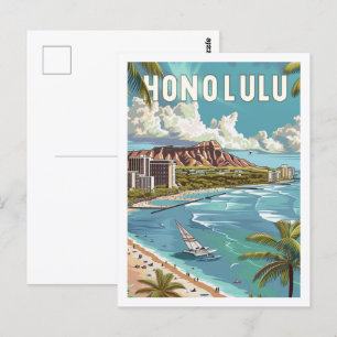 Honolulu Hawaii USA Vintage Reiseziel Postkarte