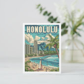 Honolulu Hawaii USA Vintage Travel Place Postkarte (Stehend Vorderseite)