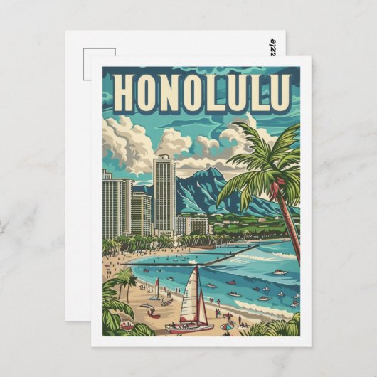 Honolulu Hawaii USA Vintage Travel Place Postkarte (Vorne/Hinten)