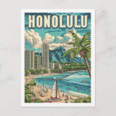 Honolulu Hawaii USA Vintage Travel Place Postkarte (Vorderseite)