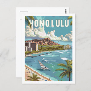 Honolulu Hawaii USA Vintage Travel Place Postkarte