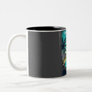 Honolulu Hawaii Vintag Minimal City Travel Poster Zweifarbige Tasse
