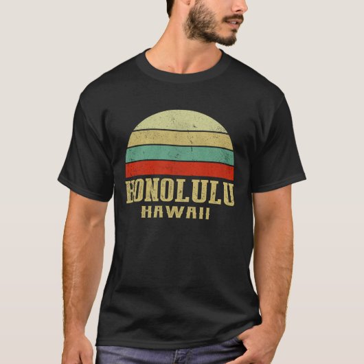 HONOLULU HAWAII Vintag Retro Sunset T-Shirt (Vorderseite)