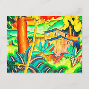 Honolulu Hawaii Vintage Kunst Farbige Heimat Postkarte