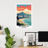 Honolulu Hawaii Vintage Travel Waikiki Beach Art Poster (Heimbüro)