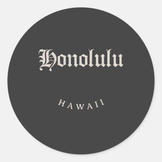 Honolulu Hawaii White Schriftart Runder Aufkleber (Vorderseite)