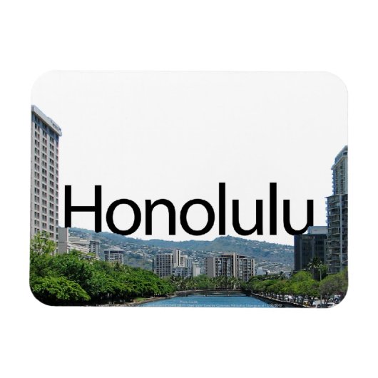 Honolulu HI Skyline mit Honolulu im Himmel Magnet (Horizontal)