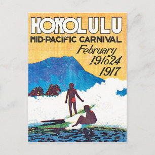 Honolulu, Mid-Pacific-Karneval, Vintage-Reise Postkarte