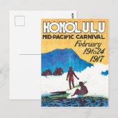 Honolulu, mittelpazifischer Karneval, Jahrgang Postkarte (Vorne/Hinten)