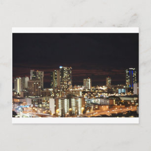 Honolulu Night Skyline Postkarte