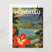 Honolulu Nostalgic Postkarte (Vorne/Hinten)