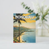Honolulu Nostalgic Travel Postkarte (Stehend Vorderseite)