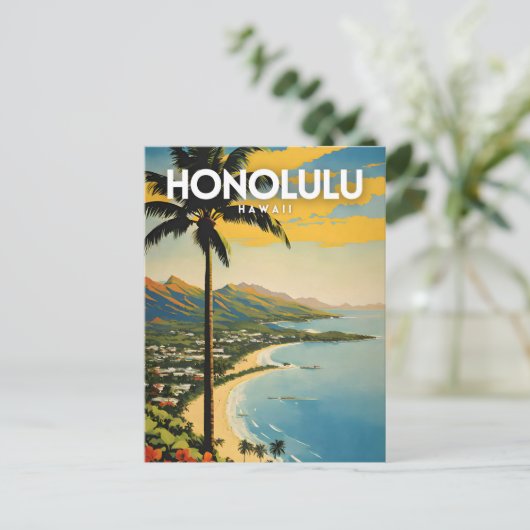 Honolulu Nostalgic Travel Postkarte (Stehend Vorderseite)